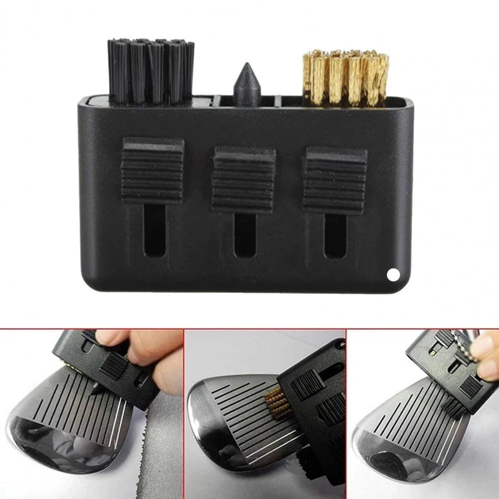 3 in 1 Golf Club Brush – Retractable Groove Cleaner, Pocket Tool for Clubs, Balls & Divots