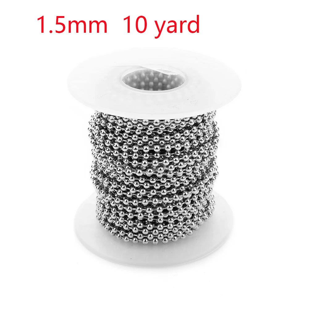 Stainless Steel Beaded Ball Chain - 1.5mm 2mm 2.4mm Bulk Jewelry Chain for DIY Necklaces & Craft Making Supplies