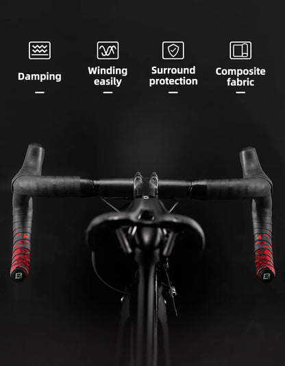 ROCKBROS Bicycle Handlebar Tape – Non-Slip Shock-Absorbing Curved Bar Straps for Road Bikes