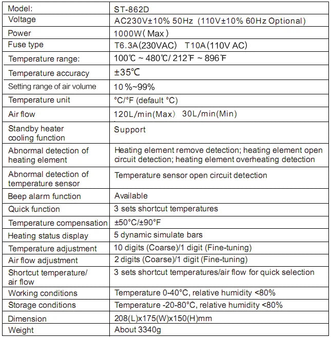 ATTEN ST-862D 1000W Hot Air Gun - Digital Display BGA Rework Station, Automatic Sleep Desoldering Repair Tool (110V/220V)