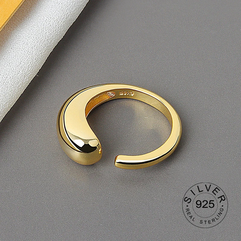 925 Sterling Silver Women’s Open Wave Ring – Irregular Wide Noodle Design Gift