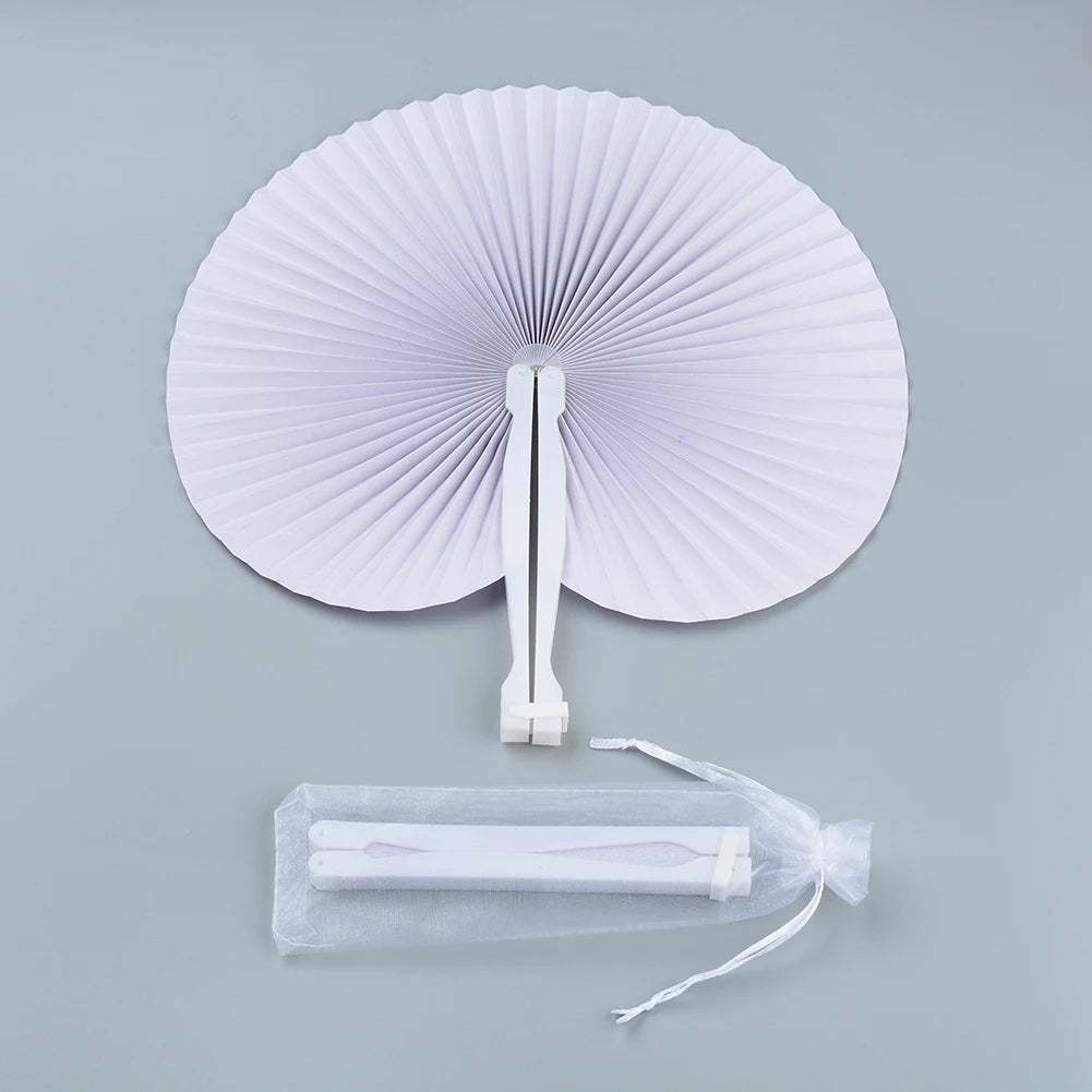 20/30PCS Personalized White Wedding Heart Paper Fans – Custom Logo Party Souvenirs & Guest Gifts for Engagements & Baptisms