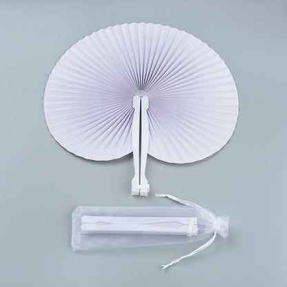 20/30PCS Personalized White Wedding Heart Paper Fans – Custom Logo Party Souvenirs & Guest Gifts for Engagements & Baptisms
