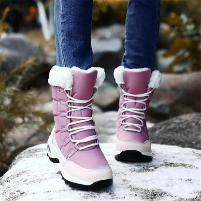 Women’s Waterproof Winter Snow Boots – Warm Plush Fur, Non-Slip Outdoor Platform Ankle Boots