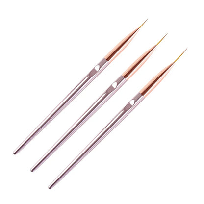 3PCS Acrylic French Nail Art Painting Pens - Slim Line Drawing Brushes for 3D Tips, UV Gel & Manicure Designs