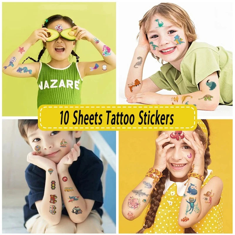 10 Sheets of Cute Cartoon Unicorn Temporary Tattoo Stickers for Kids - Perfect for Baby Showers and Mermaid-themed Parties!