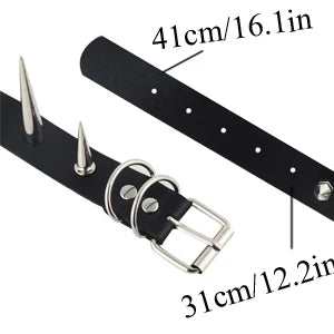 Punk Long Spike Choker – Studded Faux Leather Collar for Men & Women, Goth Rivet Necklace