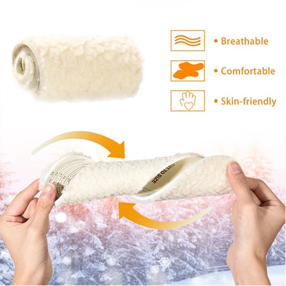 Wool Heated Insoles for Kids & Adults – Thermal Thickened Artificial Cashmere Shoe Inserts for Winter Snow Boots