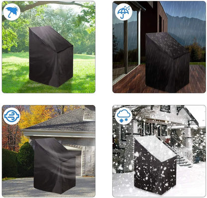 Stackable Chair Dust Cover — Waterproof Black Storage Bag for Garden & Terrace Furniture Protection