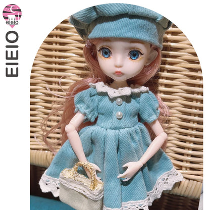 Slim 26cm BJD Doll for Girls – 13 Movable Joints with Princess Outfit, Blue Eyes & Eyelash Accessories