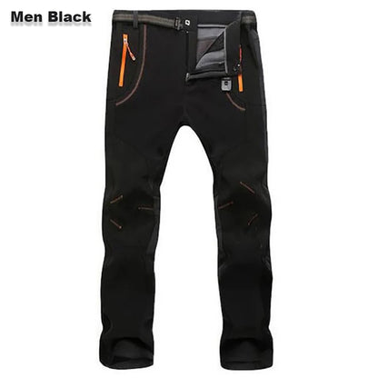 LNGXO Men’s Fleece Hiking Pants – Thick Warm Winter Waterproof & Windproof Soft Shell Ski, Trekking, and Camping Trousers