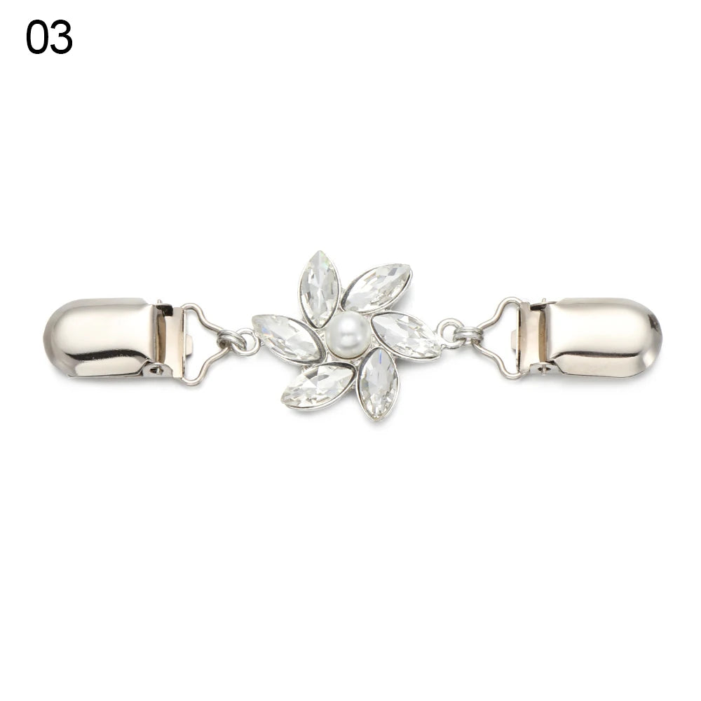 Retro Rhinestone Sweater Shawl Clasp - Antique Flower Duck Mouth Clothing Pin For Cardigans And Shirts