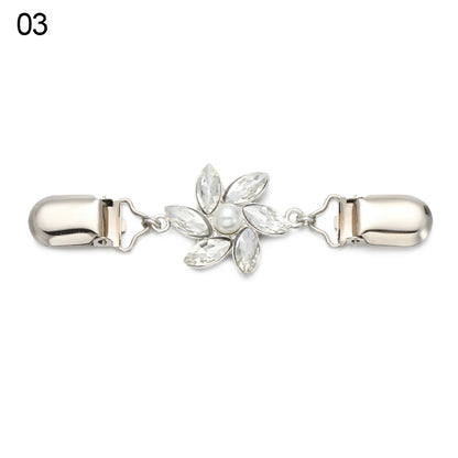 Retro Rhinestone Sweater Shawl Clasp - Antique Flower Duck Mouth Clothing Pin For Cardigans And Shirts
