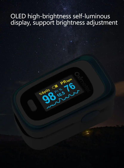 Kiuzou Medical Finger Pulse Oximeter – Portable OLED SPO2, PR, Sleep Monitor, 8-Hour Battery, Blood Oxygen Case