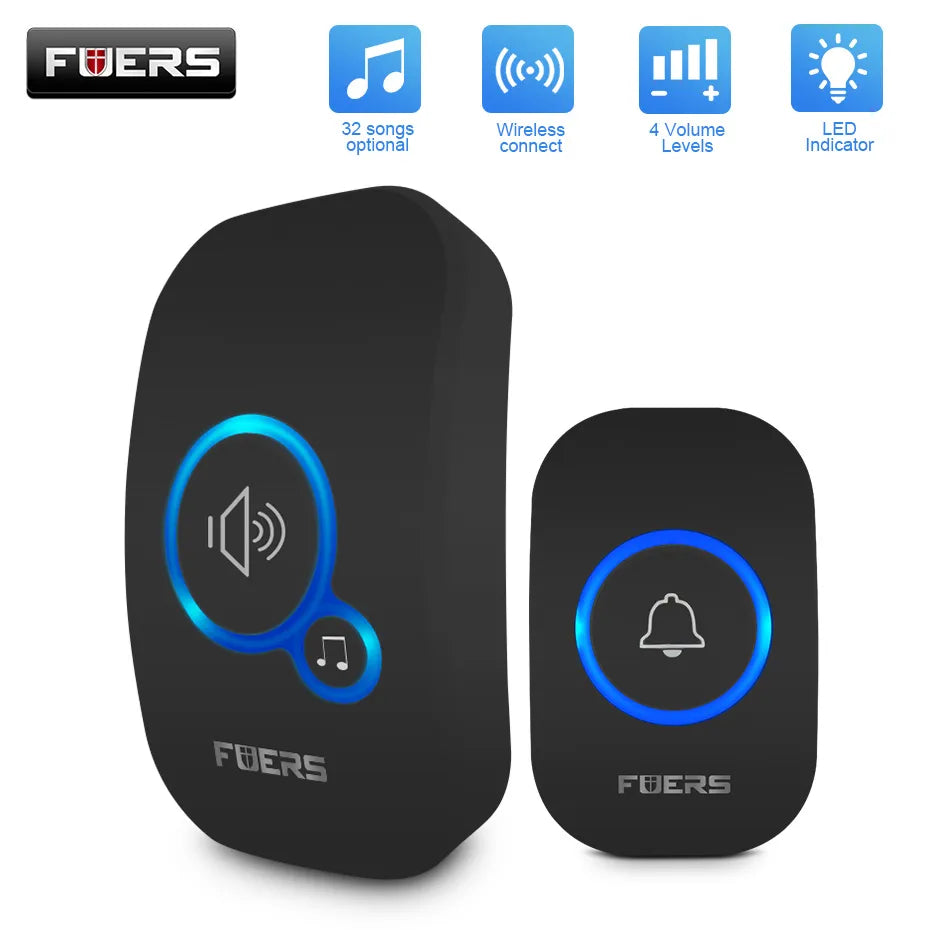 Fuers Wireless Smart Doorbell - Long-Range 150M Home Welcome Bell with 32 Songs, Colorful Chimes and Ringtones