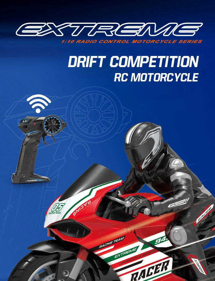 1/6 Scale RC Electric Racing Motorcycle – High-Speed 4CH Remote Control Drift Car Toy for Boys