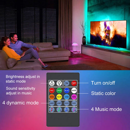 TV Backlight RGB LED Strip Light - Music Sync USB Powered for TV, Mirror & PC