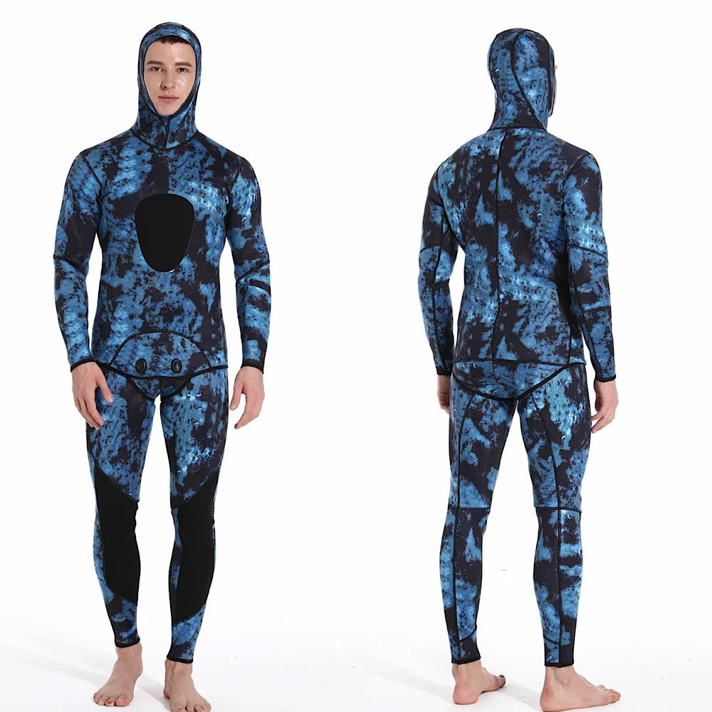 2024 Neoprene Scuba Diving Wetsuit – 1.5/3MM Winter Warm Hooded Suit with Front Zipper for Men, Surfing, Snorkeling & Spearfishing