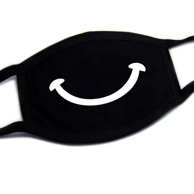 Kawaii Anime Expression Cotton Face Mask – Breathable Smile Mouth Muffle for Unisex Korean Style