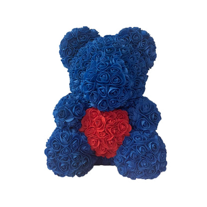 2024 40cm Rose Bear – Heart-Shaped Artificial Flower Teddy Bear for Valentine’s, Wedding, Birthday & Christmas Gifts