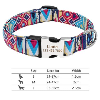 Adjustable Nylon Dog & Cat Collar – Personalized ID Collar with Engraved Name Buckle, Anti-Lost for Small, Medium & Large Pets