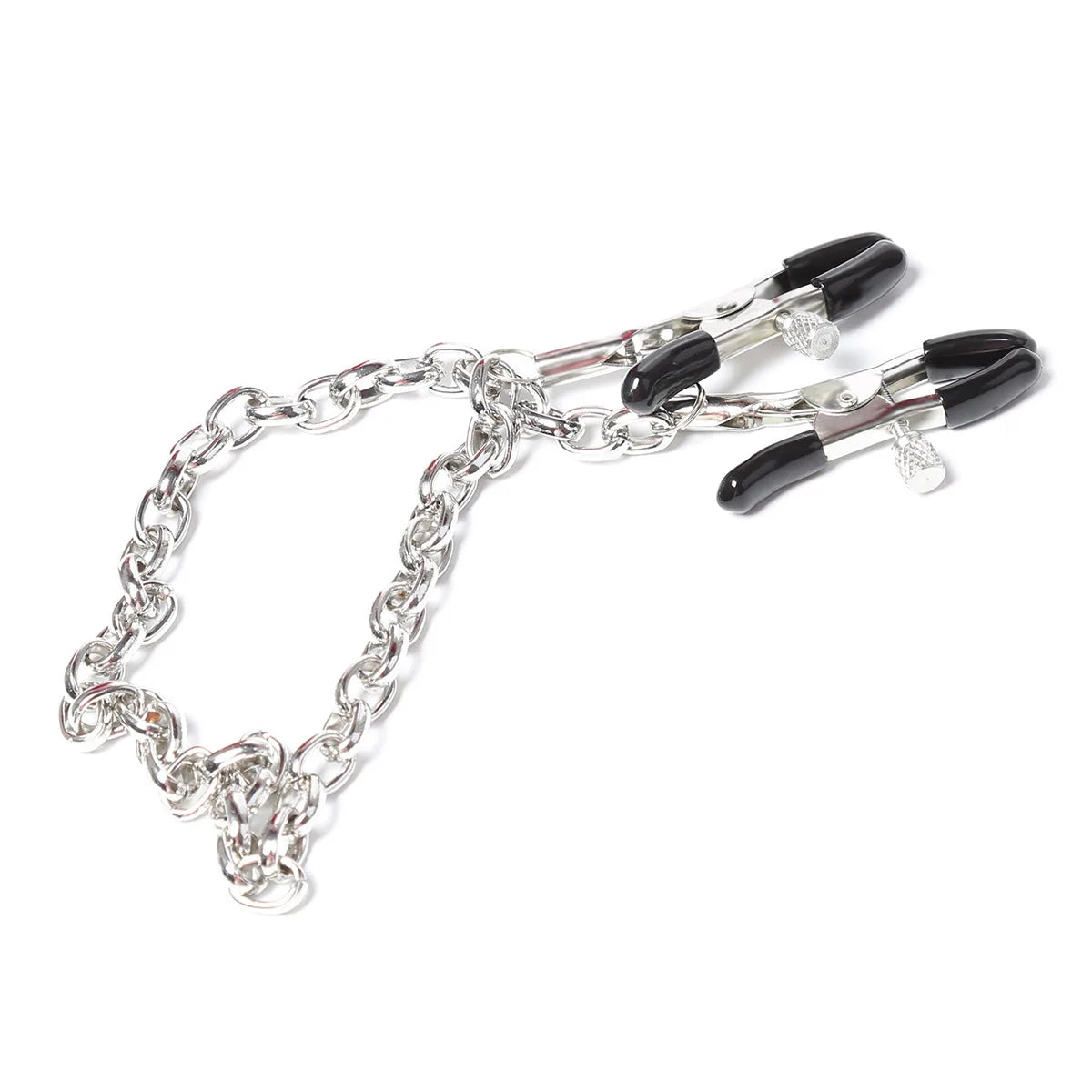 Metal Nipple Clamps with Chain - Adjustable Adult Fetish Jewelry for BDSM and Sensory Play
