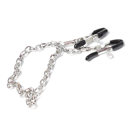 Metal Nipple Clamps with Chain - Adjustable Adult Fetish Jewelry for BDSM and Sensory Play