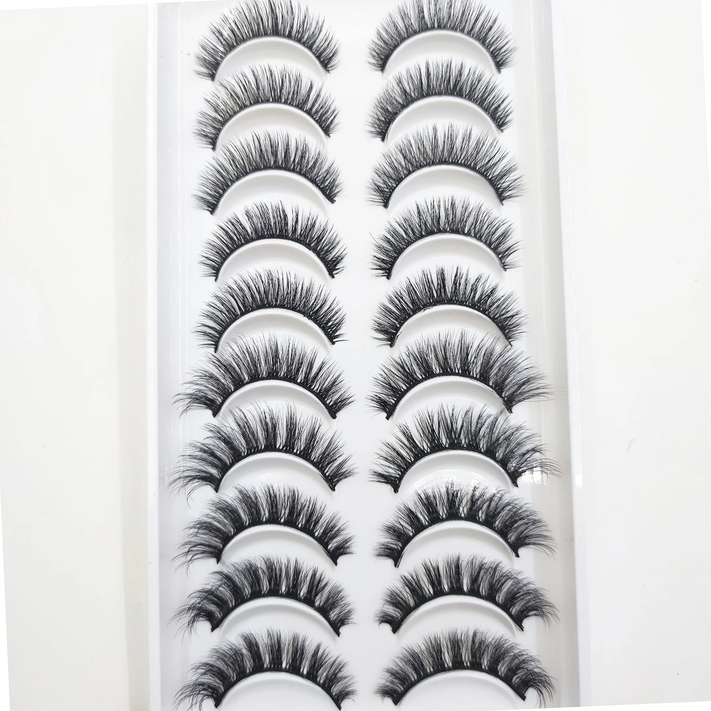 10 Pairs 3D Mink False Eyelashes – Soft Natural Cross Messy Dense Lash Extensions Makeup