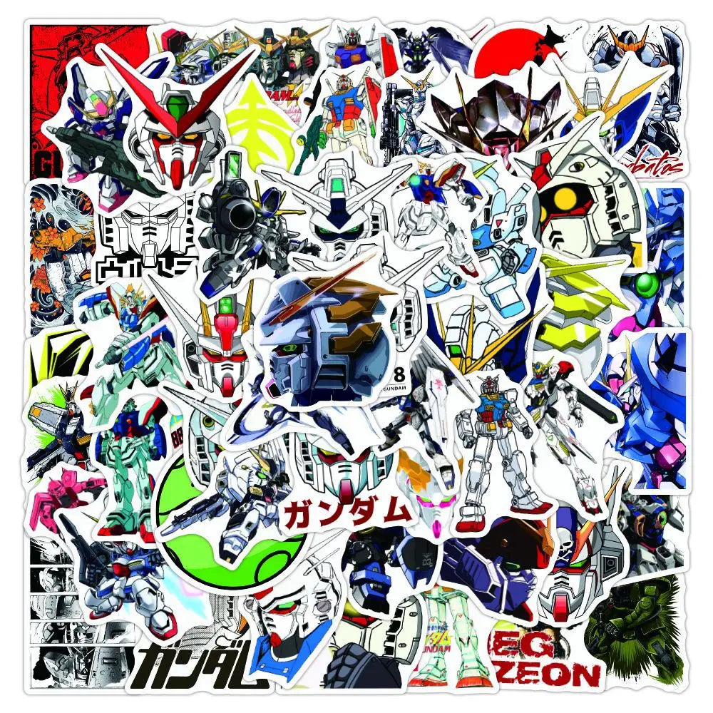 10/30/50/100-Piece Gundam Anime Sticker Set - Cool Cartoon Graffiti Decals for Motorcycles, Luggage, Guitars, Skateboards, and DIY Crafts