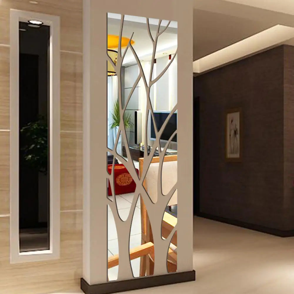 3D Acrylic Mirror Wall Sticker Tree - DIY Art Decal for TV Background, Living Room & Bedroom Home Decor