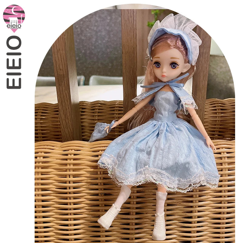 Slim 26cm BJD Doll for Girls – 13 Movable Joints with Princess Outfit, Blue Eyes & Eyelash Accessories