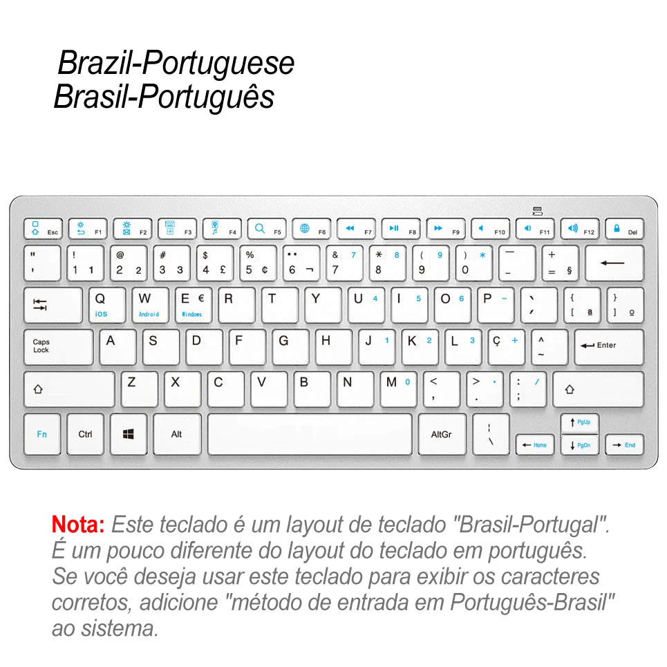 Ultra Slim Universal Wireless Bluetooth Keyboard – Russian, Spanish, French, German, Hebrew & Brazilian Portuguese for iOS, Android & Windows