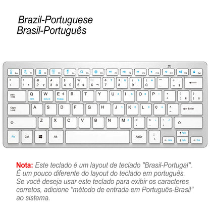Ultra Slim Universal Wireless Bluetooth Keyboard – Russian, Spanish, French, German, Hebrew & Brazilian Portuguese for iOS, Android & Windows