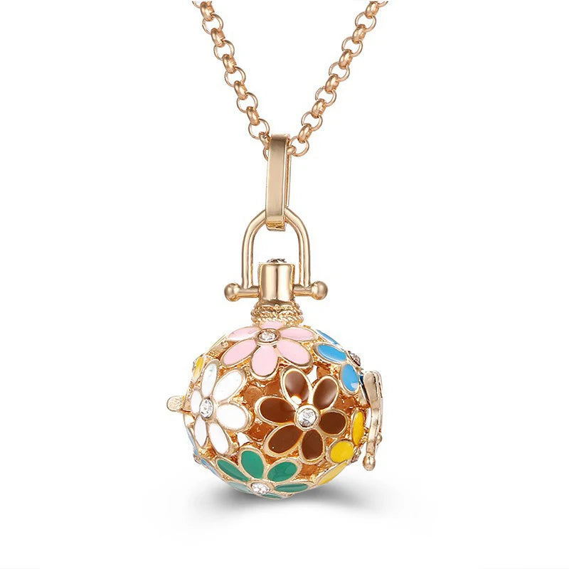 Mexico Music Ball Hollow Zircon Pendant Necklace – Vintage Perfume Aromatherapy Locket for Women