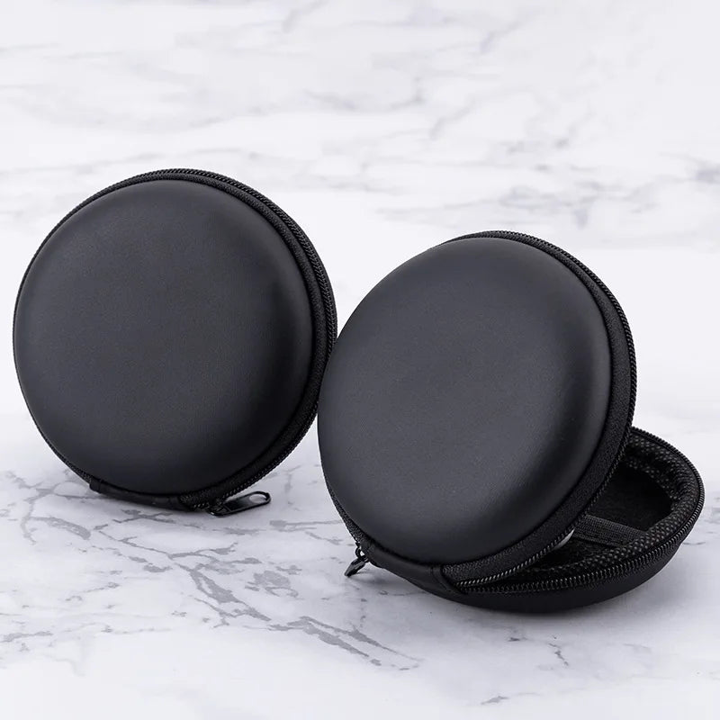 PU Mini Earphone Storage Case – Hard Carrying Bag for Earphones, Headphones, Earbuds, Memory Cards, and USB Cables – Compact and Durable