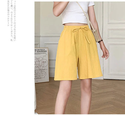 2024 Women’s High Waist Cotton Summer Shorts with Pockets – Casual Loose Fit Soft Cool Shorts for Girls