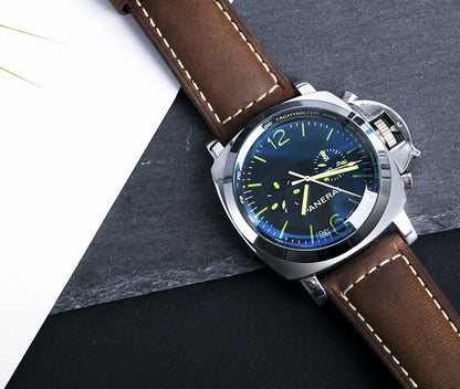 Genuine Leather Watch Band for Panerai Luminor & Radiomir – 18mm-24mm High-Quality Strap with Stainless Steel Buckle