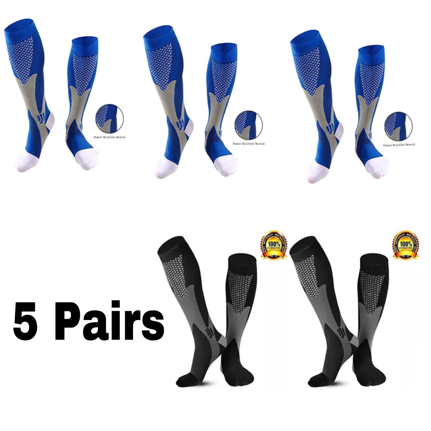 Men's Compression Sports Socks - Running, Cycling, Nursing, Varicose Veins Support, Outdoor Hiking Socks