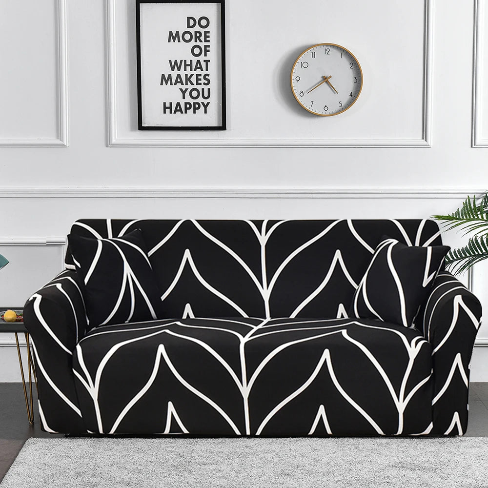 Stretch Sofa Cover - Printed Elastic Slipcover for L-Shaped Corner Couch, Living Room 1/2/3/4 Seat Protector