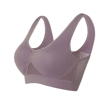 Women’s Hollow Out Sports Bra – Padded Seamless Yoga & Gym Top, M-6XL Athletic Vest