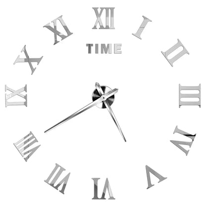 3D DIY Wall Clock - Modern Acrylic Mirror Sticker Quartz Clock For Living Room Decor With Silent Movement