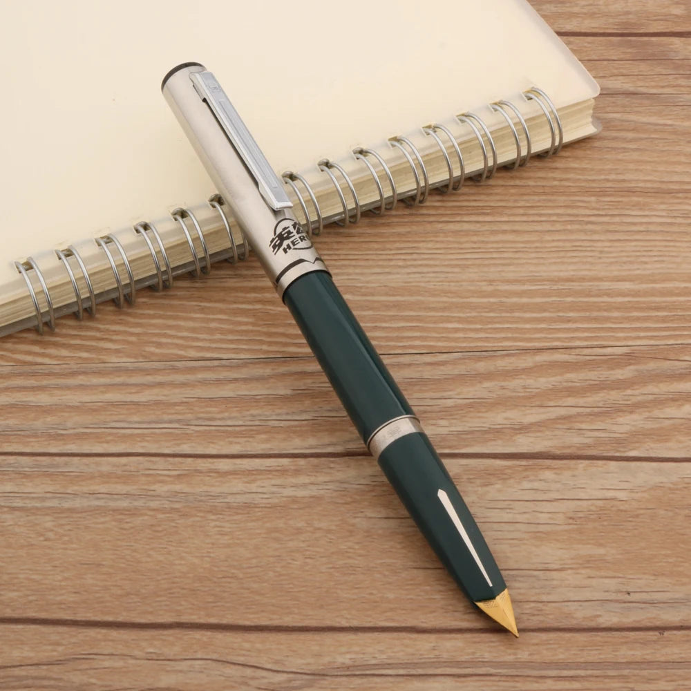 HERO 240 Stainless Steel Fountain Pen — Retro Aircraft Duckbill Nib, Ink Pen for School, Office & Student Gifts