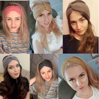 Women's Solid Color Knitted Headband – Elastic Twisted Turban Headwrap, Winter Hair Band for Girls, Fashion Hair Accessories