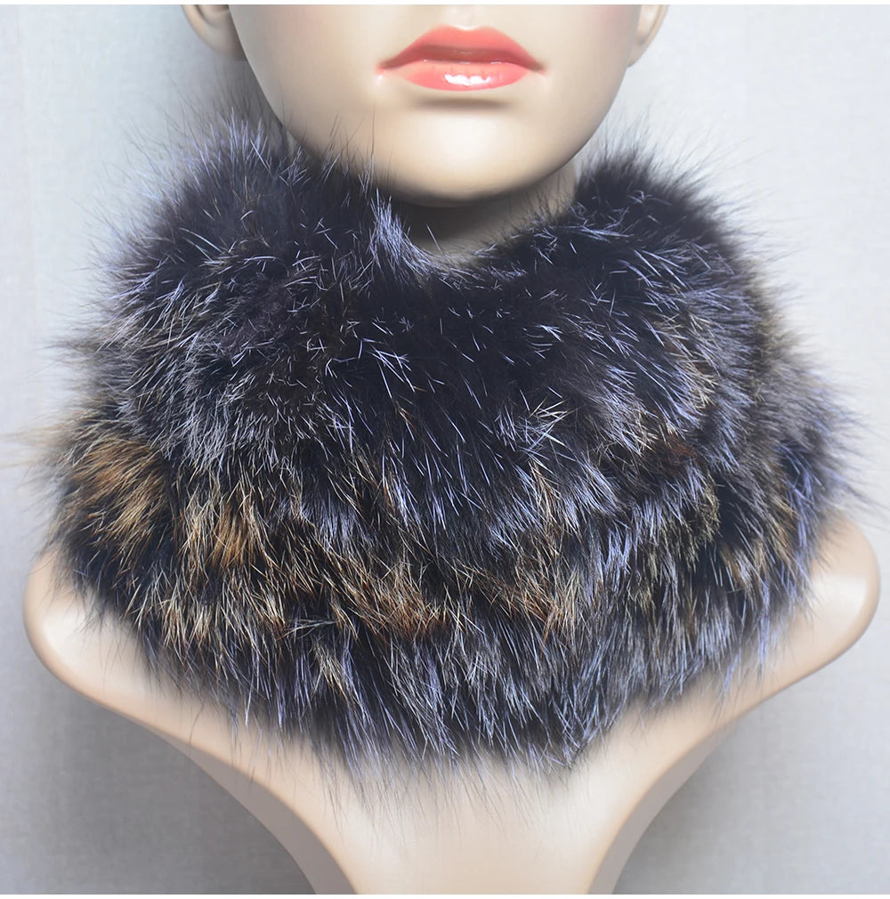 2025 Real Fox Fur Scarf and Headband – Luxury Winter Neck Warmer for Women, 100% Natural Fur, Elastic Ring Muffler