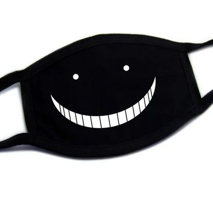 Kawaii Anime Expression Cotton Face Mask – Breathable Smile Mouth Muffle for Unisex Korean Style