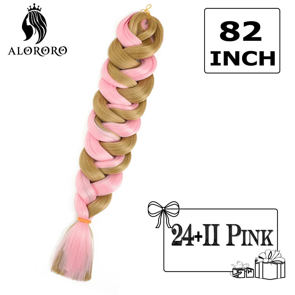 82-Inch Synthetic Braiding Hair Extensions – Jumbo Crochet Box Twist Braids in Green, Red, Pink & Yellow, Pure Color Wholesale
