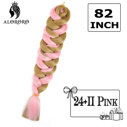 82-Inch Synthetic Braiding Hair Extensions – Jumbo Crochet Box Twist Braids in Green, Red, Pink & Yellow, Pure Color Wholesale