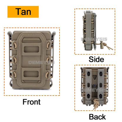5.56mm & 7.62mm Tactical Fast Mag Pouch - MOLLE Belt Clip Soft Shell Rifle & 9mm Magazine Carrier
