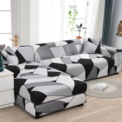 Stretch Sofa Cover - Printed Elastic Slipcover for L-Shaped Corner Couch, Living Room 1/2/3/4 Seat Protector