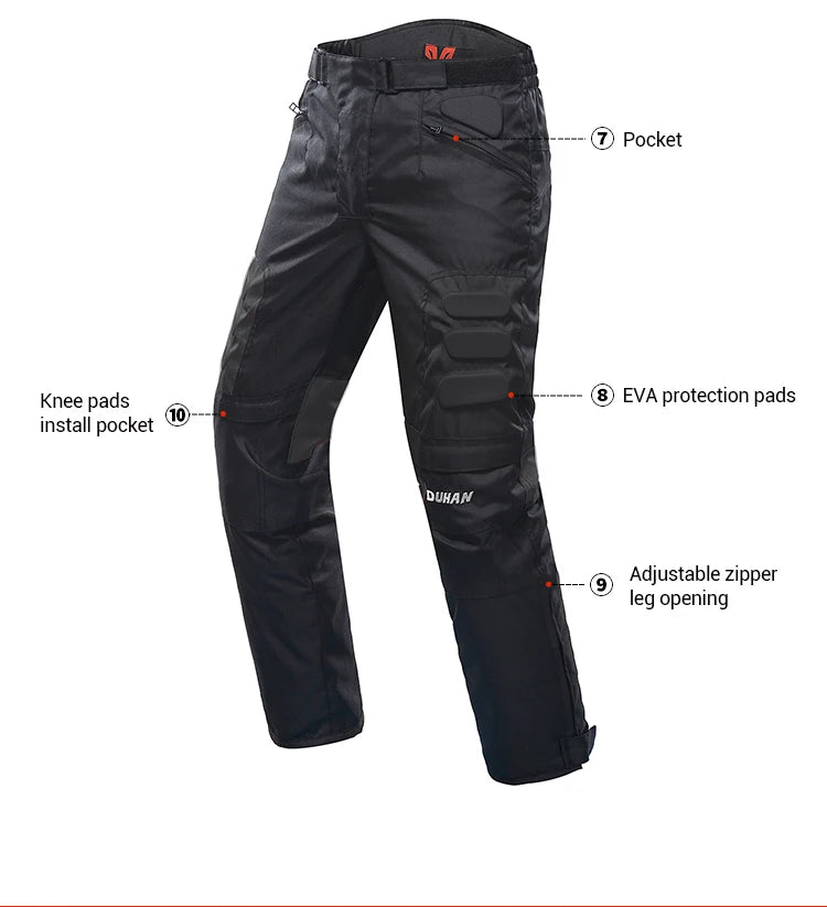 DUHAN Windproof Motocross Jacket & Pants for Men – Wear-Resistant Motorcycle Gear with Body Armor, Winter Moto Clothing